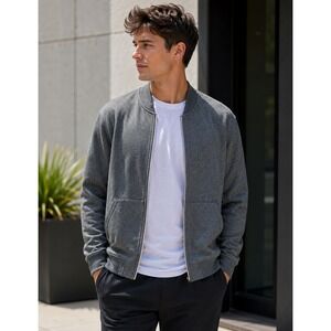 Lululemon Intermission Bomber Jacket Mens Large Heathered Grey Full Zip Athletic